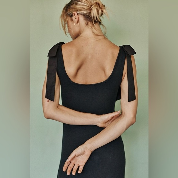 Summersalt The Softest Ribbed Tie-Shoulder Maxi Poplin Dress Sea Urchin Size 2XL - Picture 4 of 16